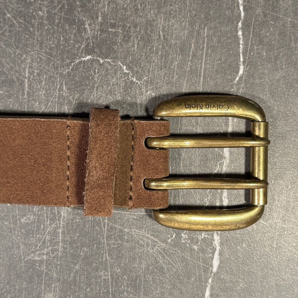 Vintage‎ Calvin Klein Jeans Suede Belt | Medium 32W Size 14 | Brown Rhinestone - Picture 6 of 11